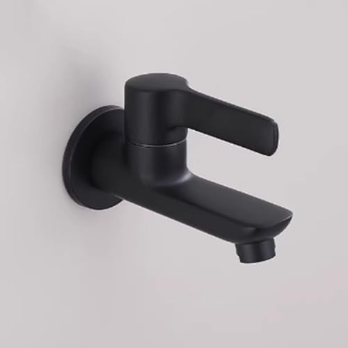 BiaoTeng Rubinetto Singolo Acqua Fredda Ottone Rubinetto a Parete Lavatoio Esterno Nero