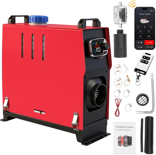 Jacgood 8KW Diesel Air Heater for Campervan, Portable Parking Heater with App Control & Remote, Smart 10-35℃ Constant Temperature, 12V for Caravan, Boat, Garden Shed & Garage (Red)