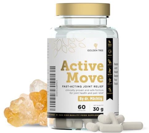 Golden Tree Active Move – Gélules Articulations, 60 gélules | Avec Boswellia, Acide Hyaluronique, Collagène UC-II & Vitamine C, Complexe Articulations, Pour le soin quotidien
