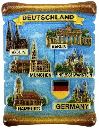 Kühlschrankmagnet Souvenir 3D Deutschland Motiv mit Wahrzeichen aus Deutschen Städten – Reiseandenken, Mitbringsel & Geschenkidee