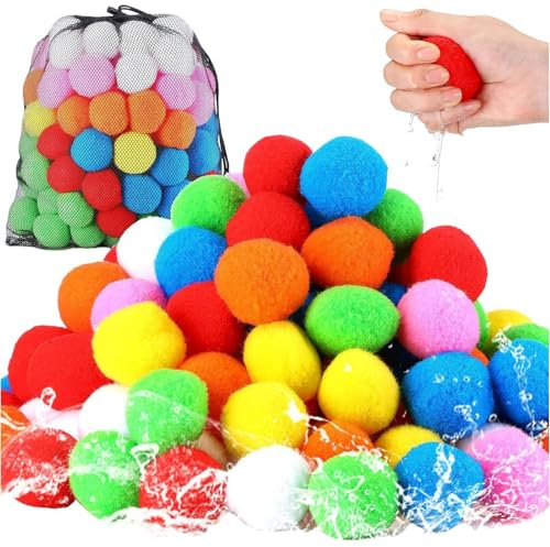 Bolas de esponja de agua reutilizables, 60 unidades, globos de agua suave, juguetes para salpicaduras de esponja, para familiares, actividades de verano al aire libre, de lucha