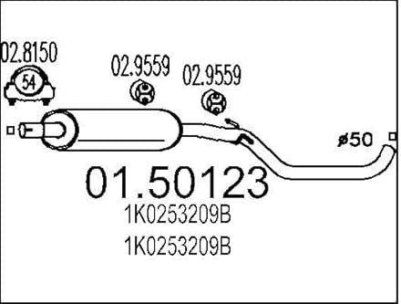 MTS 01.50123 Marmitta centrale Silenziatore centrale