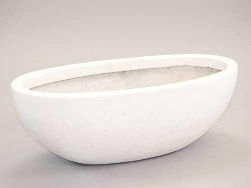 Elegant Einrichten Pflanzschale Fiberglas oval 65x31xH25cm Perlmutt weiß.