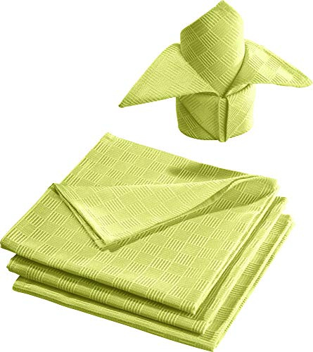 Erwin Müller Stoff-Serviette 4er- Pack, Jacquard Karo, Paderborn grün Größe 50x50 cm - fleckabweisend, schmutzunempfindlich und leicht zu reinigen