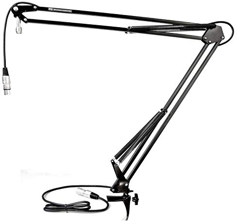 TIE Studio Flexible Mic Stand Pro Mikrofonhalterung Mikrofonarm (inkl. 2, 5m XLR Mikrofonkabel, 5/8″ Gewindeanschluss & 360 Grad verstellbar), schwarz, 19-90007 (1)
