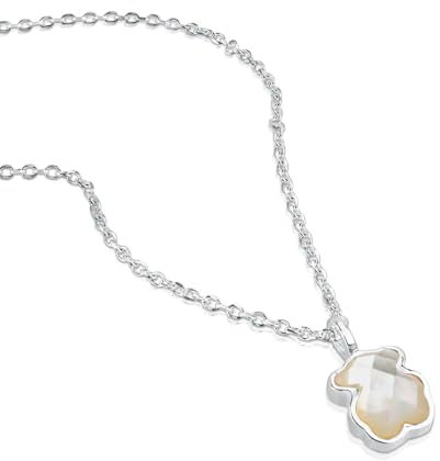 TOUS Halskette aus Sterlingsilber und Perlmuttbär-Anhänger für Damen, 45 cm lang, elegant und originell, Kollektion Icon Color