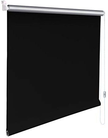 Sonnenschutz-HH® - Mini Thermo Verdunkelungsrollo Thermorollo Minirollo Rollo KLEMMFIX Seitenzugrollo Kettenzugrollo inkl. Klemmträger ohne Bohren - Außenmaß Breite 140 x 160 cm Höhe - schwarz
