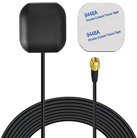 Bingfu GPS Antenna SMA Male Connector Vehicle Waterproof Active GPS Aerial for Car Stereo Head Unit GPS Navigation System Module Truck Marine Boat GPS Tracker Locator Real Time Tracking Device