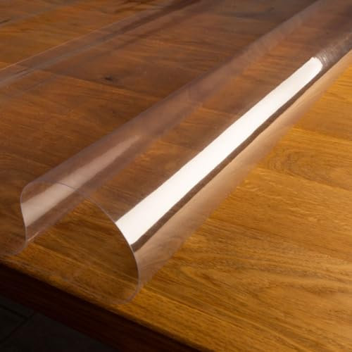 laro 0,30 mm Dicke Tischfolie Tischdecke Transparent Durchsichtig Abwaschbar Garten-Tischdecke Tischschutz-Folie PVC Plastik-Tischdecken Wasserabweisend Eckig Meterware |07|, Größe:80x120 cm