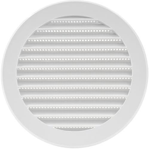 Vent Systems 125 mm / 5 Inch Round Soffit Vent Cover - White Louvered Plastic Grill Cover - Vent Grille with Screen Mesh - HVAC, Ducting, Pipe Air Supply Vents for Bathroom, Kitchen