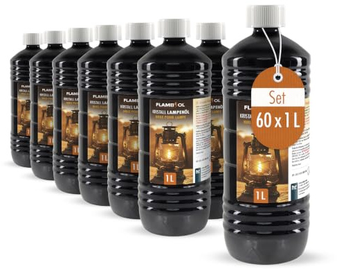 Höfer Chemie 60 x 1 L FLAMBIOL® Lampenöl hochrein geeignet für Öl-Lampen