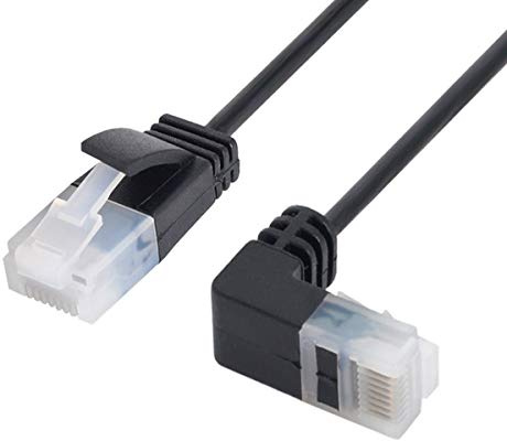 Chenyang Câble Ethernet Cat6, câble de raccordement réseau UTP RJ45 en angle descendant à 90 degrés Cat6a, câble LAN pour ordinateur portable, routeur, TV Box, 2,0 m