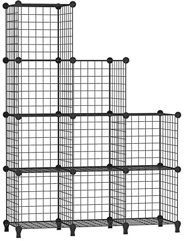 AWTATOS Cube Storage Unit, 9 Cube Wire Storage Shelves, Multifunctional DIY Bookcases and Shelving Units Perfect for Office/Livingroom/Kitchen/Bathroom, Black USCIH09BE
