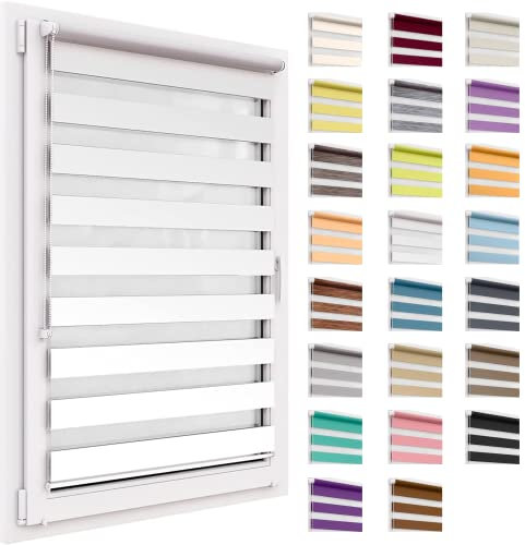 Tenda a rullo per interni, tende oscuranti per interni senza forare, doppio strato Giorno e Notte, per Finestra o Porta, facile Fissaggio a Clip Senza Viti, veneziane da interno 38x150cm
