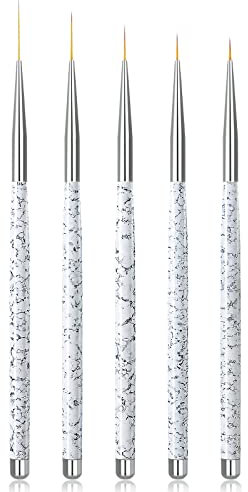 Sularpek Nail Art Brushes, 5 pcs Detail Nail Brushes, Nail Art Liner Brushes, Nail Art Design Painting Brush for DIY & Professional Use,Detailer,Brush Dotting Tool
