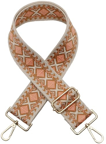AYUEBO Taschengurt 5CM Breit Schultergurt Damen Schulterriemen für Taschen | Zum Wechseln Verstellbarer Riemen 80-140cm Taschengurt DIY Zubehör für Schultertasche B&Orange Gold Clasp