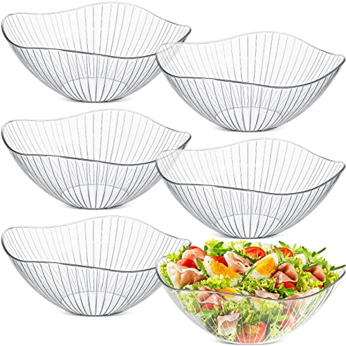 Mumufy Lot de 6 bols ronds en plastique transparent pour collation ou salade - Bols à frites décoratifs pour collation, fruits, bonbons, desserts, pop-corn, mariage, fête d'anniversaire