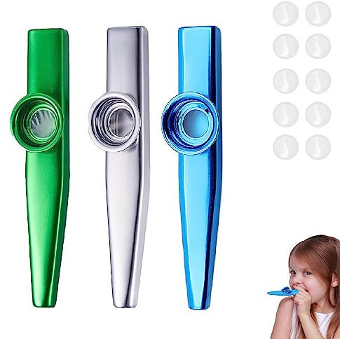 Aluminiumlegierung Kazoo,Kazoo Set,Kazoo Instrument Musikinstrument,Metall Kazoo Musikinstrumente,mit 10 Stück Kazoo Flöte Membranen,für Erwachsener und Musikliebhaber Anfänger (3 Stück)