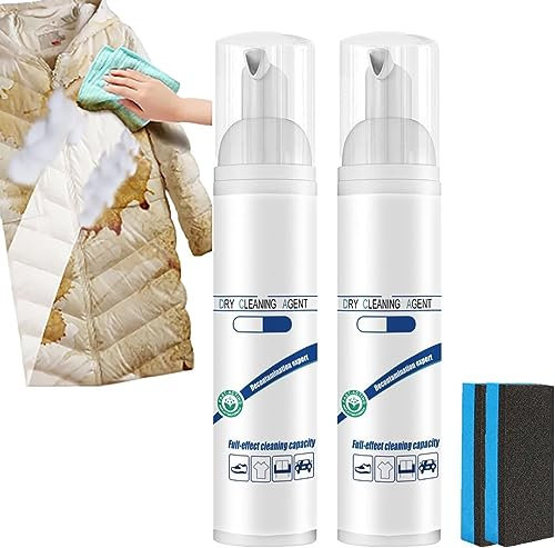 TRUNEB Limpiador de Espuma Seca de 2 uds, Limpiador de Espuma Seca para Ropa, Limpiador de Espuma Seca quitamanchas, Limpiador de Burbujas, Espuma en Aerosol sin Lavado, quitamanchas de Ropa