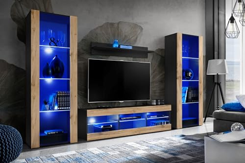 Komodee Wohnwand TV Tivoli Grande A1 Wotan/Schwarz 250x159x35 cm