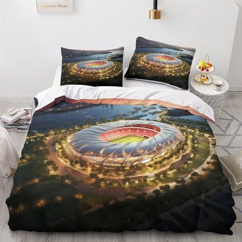 OPSREY Football Field Literie Doux Et Souple Comfort Cover Confortable Soccer Linge De Lit Respirant Parure De Lit Différentes Tailles Hygroscopique Housse De Couette Double（200x200cm）