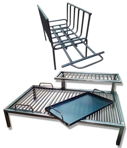 Parrilla argentina de lujo con módulos de hierro extraíbles + Brasero - Parrilla Argentina - BBQ Parrilla Asado Modelo RG - Sor pampa grill (71,1 x 50,8 cm)