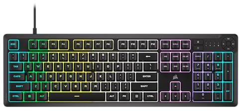 CORSAIR K55 CORE RGB Membrana Wired Gaming K55 - Interruttori silenziosi e reattivi – Resistente alle fuoriuscite – RGB con dieci zone – Tasti multimediali – iCUE Compatibile – QWERTY NA – PC, Mac –