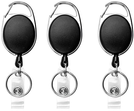 Teskyer 3 Pack Retractable Keyring, Retractable Lanyard, Retractable Badge Holder for Key Ring, ID Card