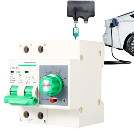 DEWIN Mechanische Zeitschaltuhr, Zeitschaltuhren Countdown Schaltuhr Wasserpumpe Zeitverzögerung Schutzschalter Einstellbar 6 Stunden Zeitschalter 2P 63A AC 230V