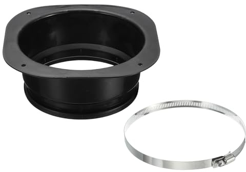 PATIKIL 6 Duct Connector Flange, Dryer Vent Wall Plate Square to Round Straight with Ducting Clamp for Air Heating Cooling Ventilation Exhaust Fan, Black