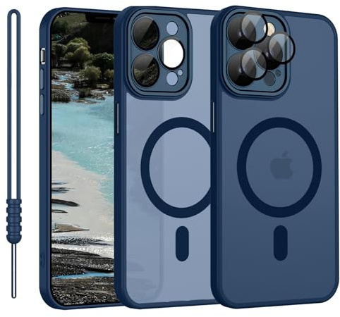YUANDMI für iPhone 12 Pro Max Hülle kompatibel mit MagSafe Dunkel Blau | Handyhülle für iPhone 12 Pro Max Magnetisch Matte Touch Kameraschutz, rutschfest Kratzfest Schutz Stoßfest