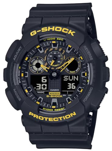 Casio G-Shock « Caution Yellow » en Silicone Noir résistant aux Chocs GA-100CY-1AER