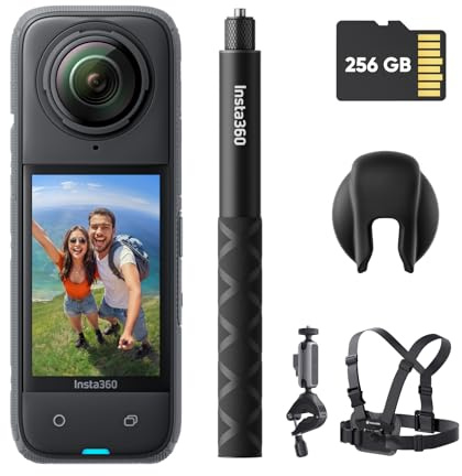 Insta360 X4 Bike Bundle - 8K Waterproof 360 Action Camera, 4K Wide-Angle Video, Invisible Selfie Stick, Removable Lens Guards, 135 Min Battery Life, AI Editing, Stabilization, for Sports, Travel