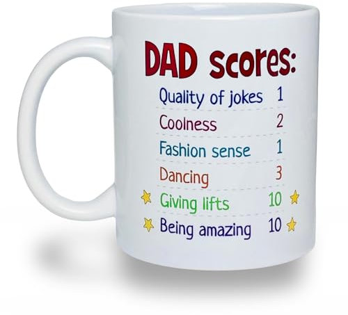 Banterous | Funny Gift for Father - Dad Scores Mug | Funny Gift Idea for Father’s Day, Dad Mug, Gifts for Father, 11oz Ceramic Mugs, Novelty Present