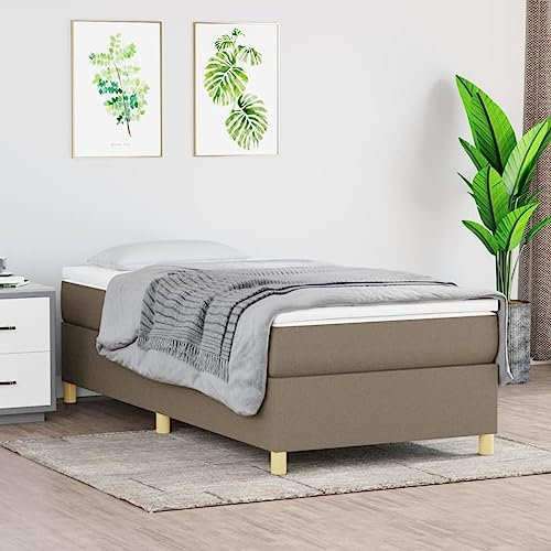 Tidyard Boxspringbett mit Matratze Polsterbett Bett Bettgestell Doppelbett Einzelbett Schlafzimmerbett Jugendbett Taupe 100x200 cm Stoff