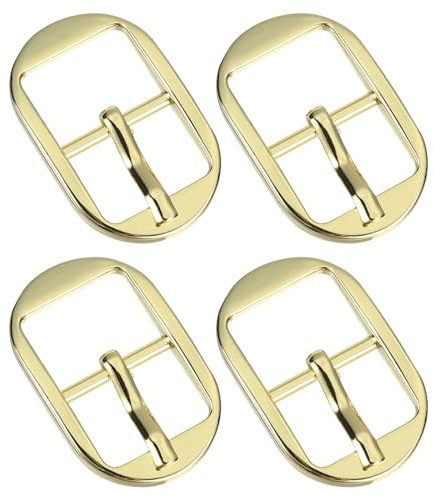 QUARKZMAN Rollschnalle Metall Roller Schnalle, 4 Stück Gürtelschnalle zum Wechseln 15mm/0,6 Verstellbar Schnalle Ovale Mittel Steg Metallschnalle für DIY Gurte Rucksack Leder Zubehör Gold