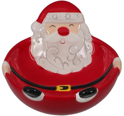 Hoement Ciotola Babbo Natale in Ceramica Piccola, Ciotola Per Dessert Multiuso Per Frutta, Gelati e Yogurt, Decorazione Natalizia Per Casa, Ristorante e Feste