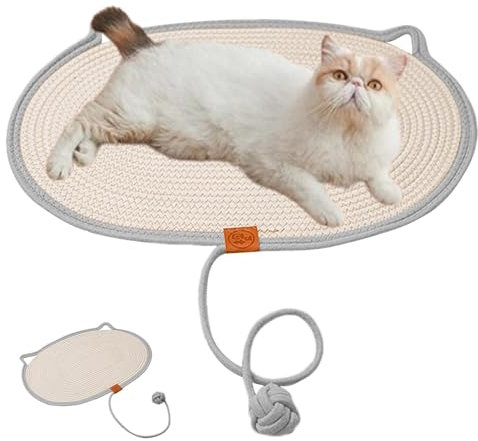 Kratzmatte für Katzen im Sommer, gewebte Kratzmatte für Katzen - Gewebte Sommer-Katzenmatte, kühlender Kratzbaum | Kratzmatte für Welpen, Hunde und Katzenhütten, bequem mit Ball für Hof, Park, Balkon
