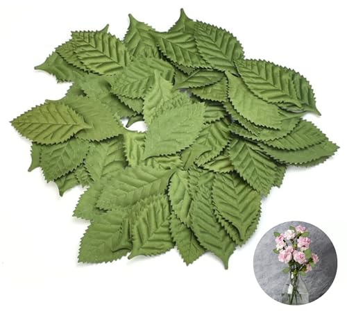 RUIENGCOMM 100Pcs Green Faux Leaves Fake Single Leaf Artificial Leaves DIY Home Decoration Leaf for Party Wedding House Decoration