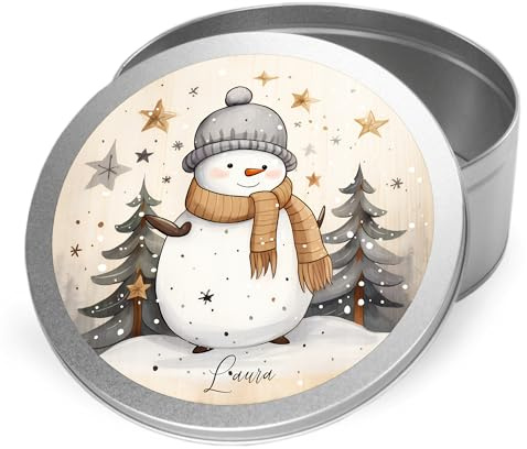 GRAZDesign Keksdose Weihnachten personalisiert mit Name Schneemann