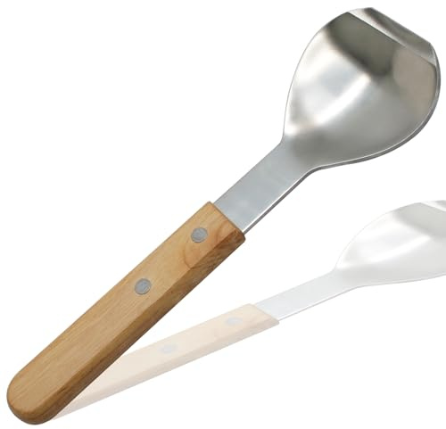 Amgiimor Ice Cream Metal Spade, Round Shovel | Heavy Duty, Stainless Steel, Wooden Handle, Butter Cutter