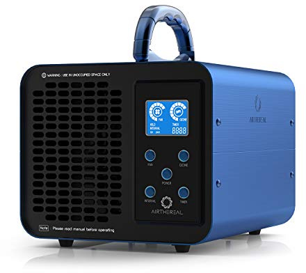 Airthereal MA10K-PRODIGI Ozonmaschine, Hochleistungs-Ozongenerator zur Geruchsentfernung – O3-Luftionisierer für große Räume, Autos und Rauch – Einstellbare Leistung und Timer für Räume jeder Größe | 10000mg/h. Ideal für ganze Häuser, Büros, Keller, Blau