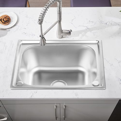 Évier de cuisine encastrable en acier inoxydable 1 cuve avec égouttoir réversible,Petit évier en acier inoxydable 304, Evier inox de cuisine,1 bac, d'évier de camping (50 * 40 * 20cm)