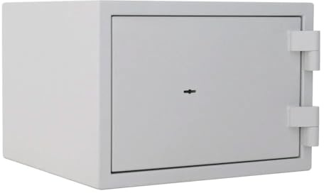 FELGNER Möbeltresor HOME Fire Pro 31 K mit Doppelbartschloss | Stahl-Tresor für Dokumente und Wertsachen | Feuerschutz 30 Minuten | Widerstandsgrad S2 | mit Fachboden + 2 Schlüssel | Lichtgrau