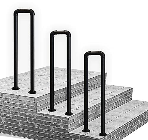 Handlauf aus Schmiedeeisen für den Außenbereich, für 1-stufige Treppengeländer, mattschwarze Metallhandläufe für Terrassenbeläge, 35 cm (1,1 Fuß) Höhe