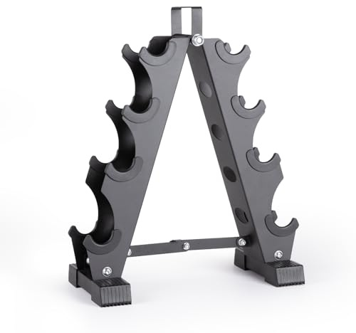 LIONSCOOL Dumbbell Rack Stand, 3/4/5/6 Tier A-Frame, Heavy Duty Dumbbell Holder, Portable Weight Rack for Home Gym (Stand Only) (4-Tier)