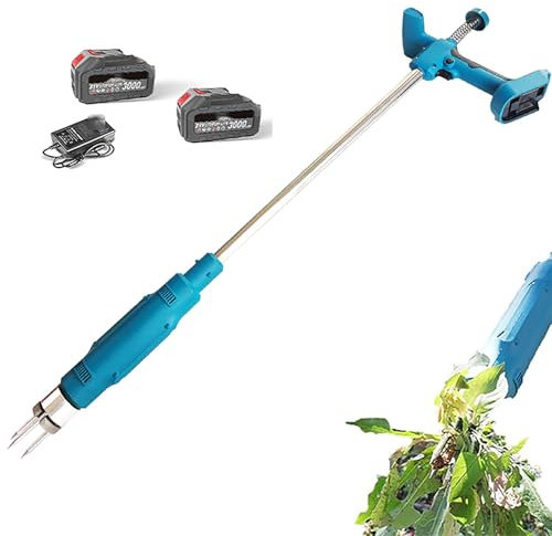 Arrache-mauvaises Herbes Sans Fil, Arrache-mauvaises Herbes Électrique, Tête En Acier À 3 Griffes, Durable Et Antirouille, Avec Fonction D'herbe Folle, Avec 2x 3.0ah Batteries& Chargement Rapide, Pour