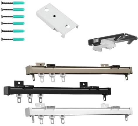 Sistema di binari per tende flessibili per soffitto e parete, 260 cm, guide scorrevoli nere per tende da soffitto per camper, ospedale tende da soffitto ad arco per finestre.