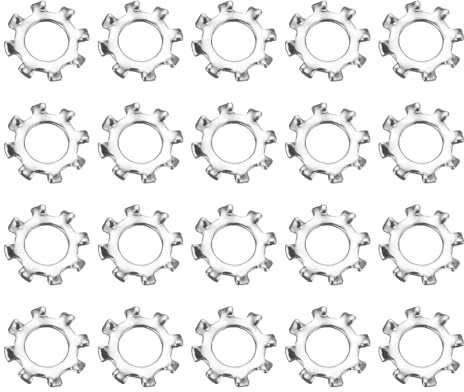 sourcing map 100 rondelle di bloccaggio per denti esterne, in acciaio inox 304, con rondella a stella a più denti, colore argento