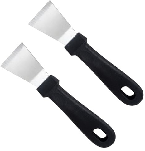 2Pcs Cleaning Scraper, Multifunctional Stainless Steel Stove Scraper Tool, Quickly Removes Dirt Stains, Suitable for Tiles, Walls, Glass, Black Curved